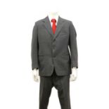 A Stovel & Mason dark grey double-breasted pinstripe suit,