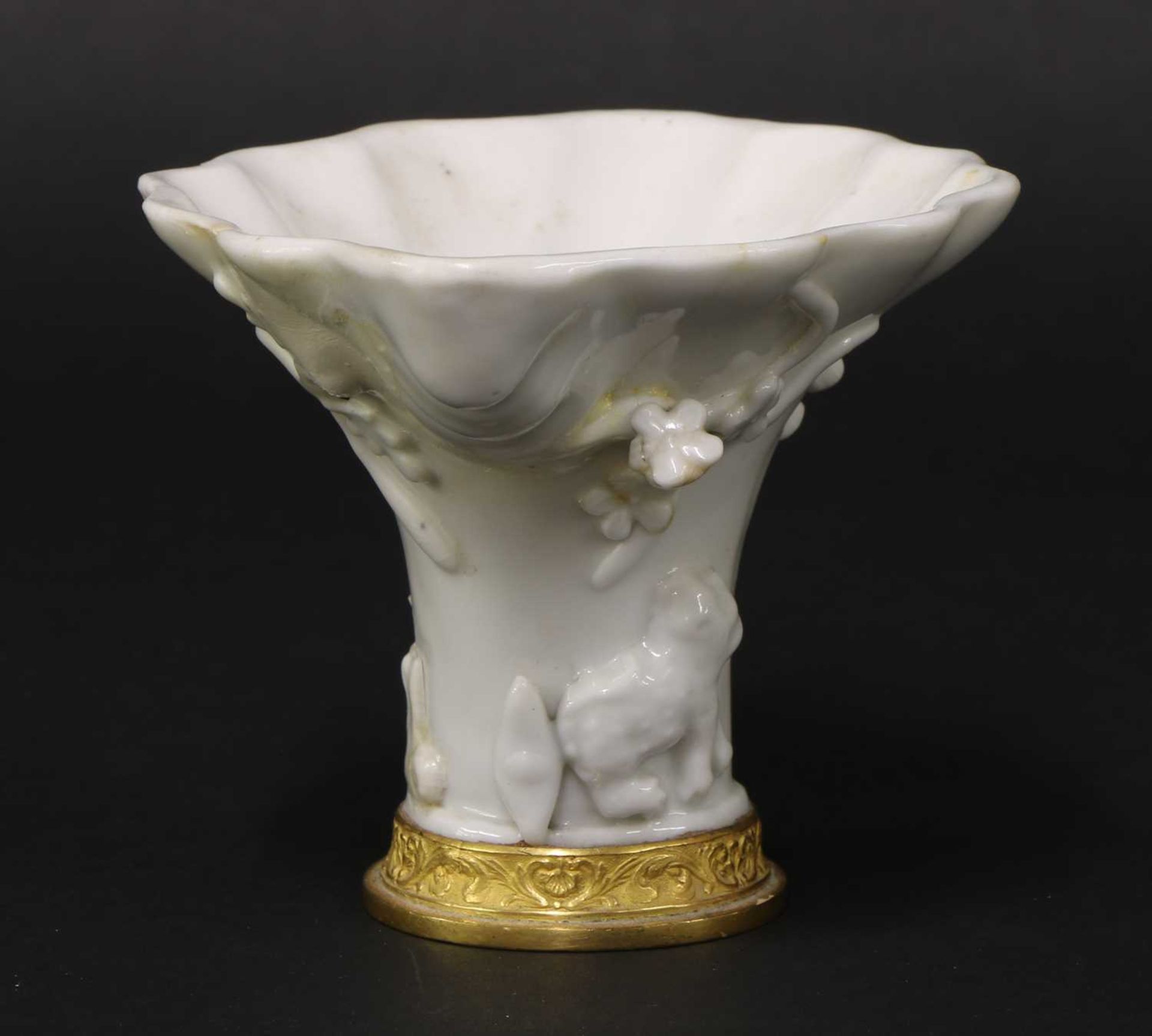 A Chinese blanc de Chine libation cup,