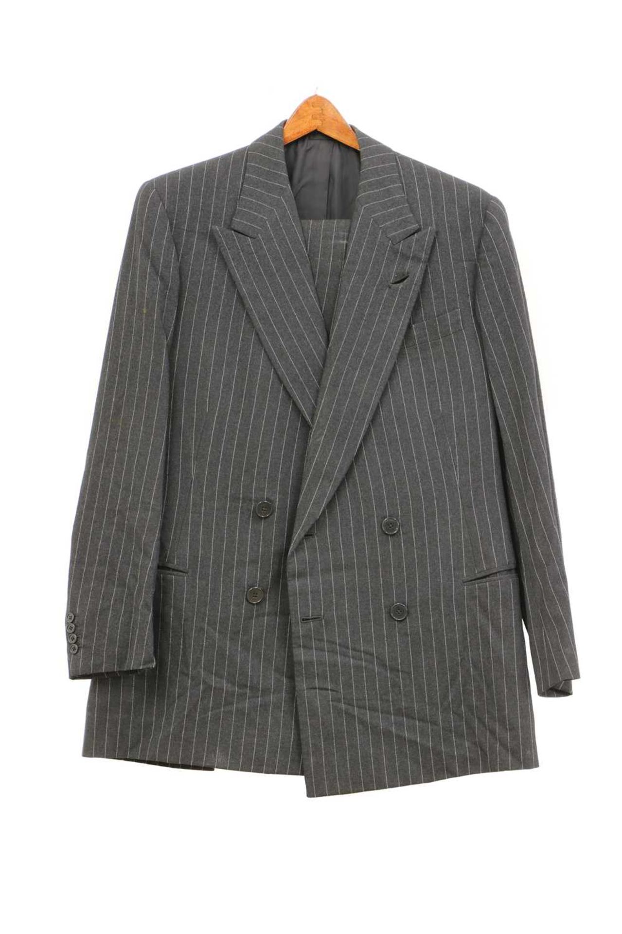 A Stovel & Mason dark grey double-breasted pinstripe suit, - Bild 5 aus 14