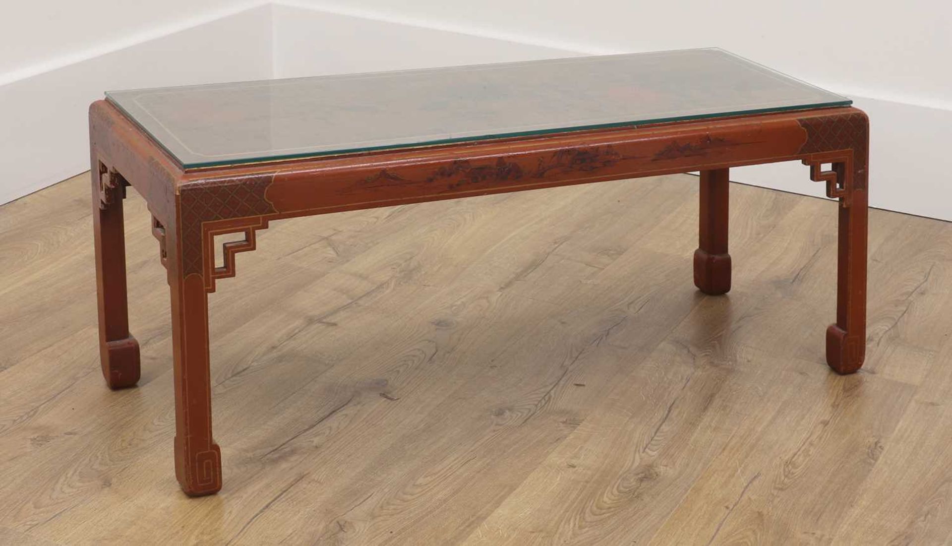 An 18th-century-style red lacquer low coffee table, - Image 3 of 4