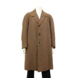 A brown tweed single-breasted overcoat,