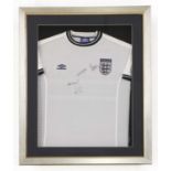 Framed and signed England shirt 1999-2001,