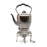 A silver spirit kettle and stand,