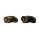 Two 19th century Scottish rams horn snuff mulls,