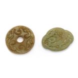 Two Chinese jade carvings,