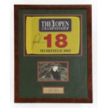 An 18th Flag signed, The 2002 Open, Tiger Woods,