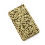 A Chinese carved ivory card case,