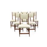 A set of six teak dining chairs,