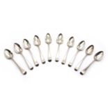 A set of ten George III Old English pattern silver dessert spoons,