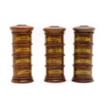 A set of three treen spice towers,