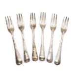 A collection of six George III silver forks,