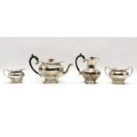 An Edwardian silver four piece tea service,