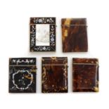 A collection of five Victorian tortoiseshell card cases,