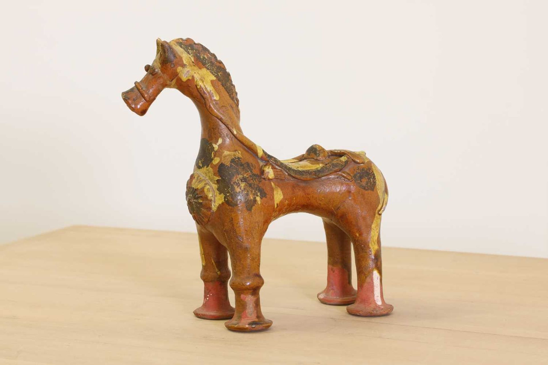 A Turkish pottery aquamanile in the form of a horse, - Image 2 of 10