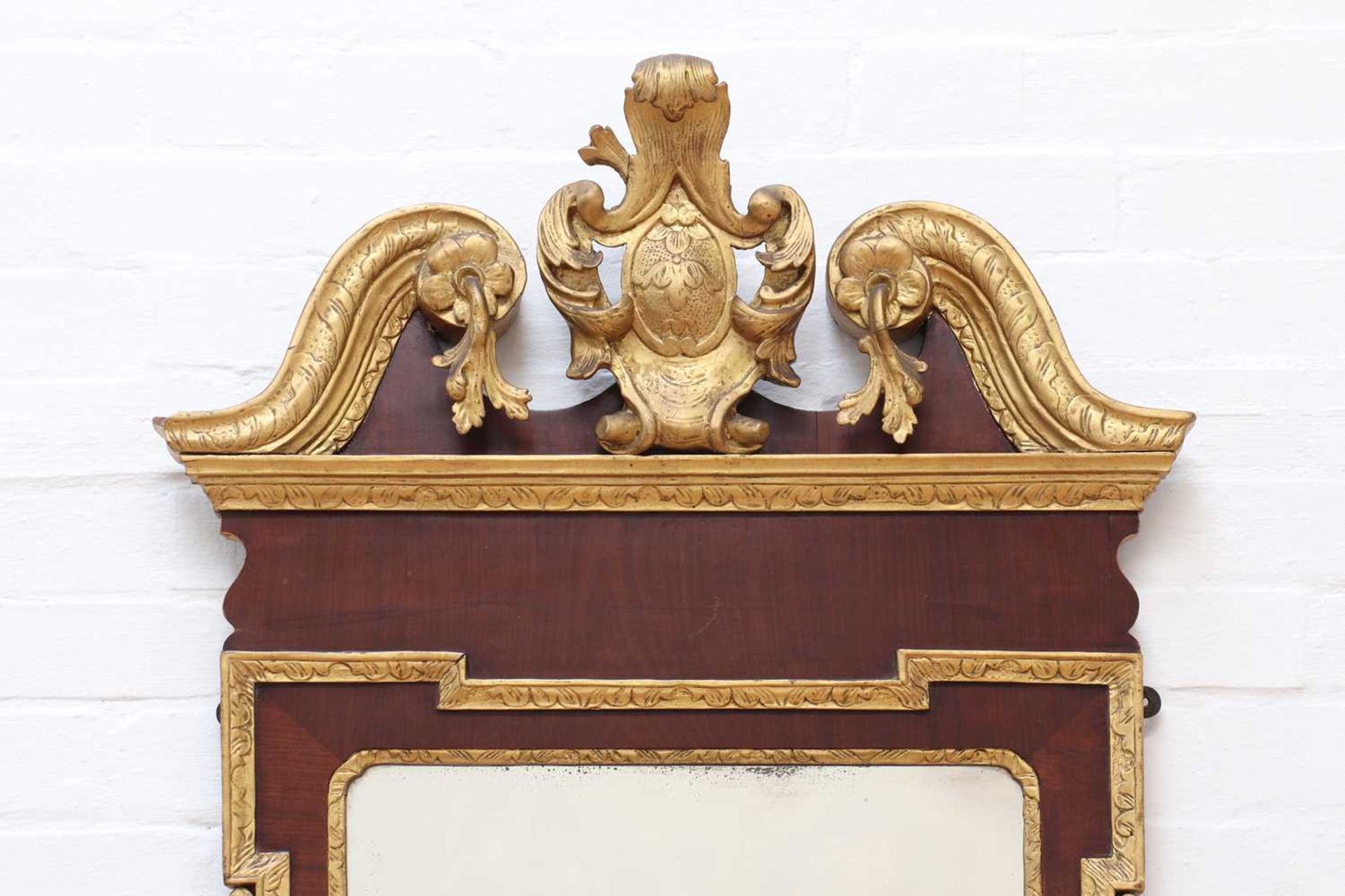 A George II-style walnut and parcel-gilt pier mirror, - Bild 4 aus 4