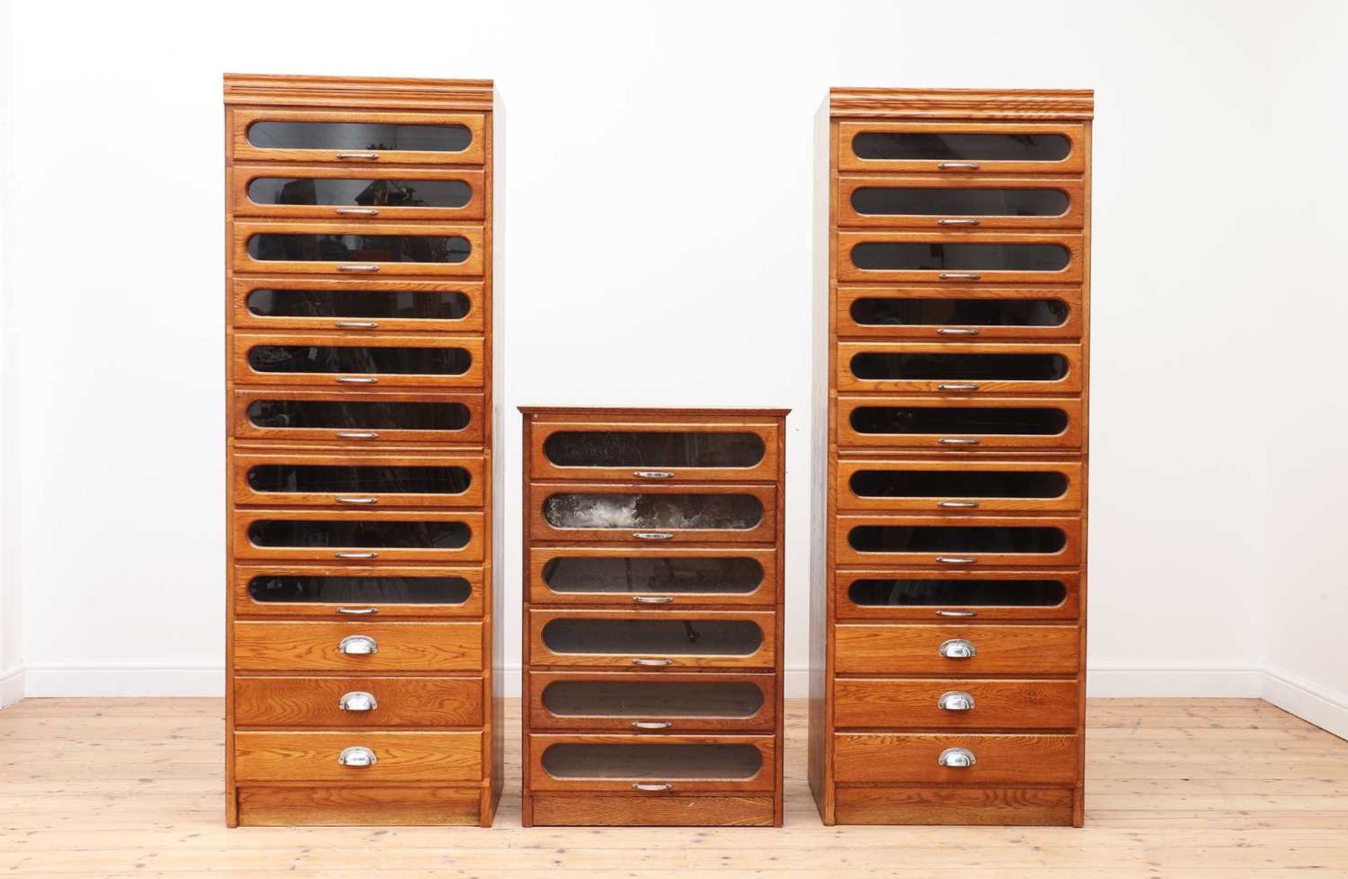 An oak and glazed haberdasher's cabinet, - Bild 2 aus 4
