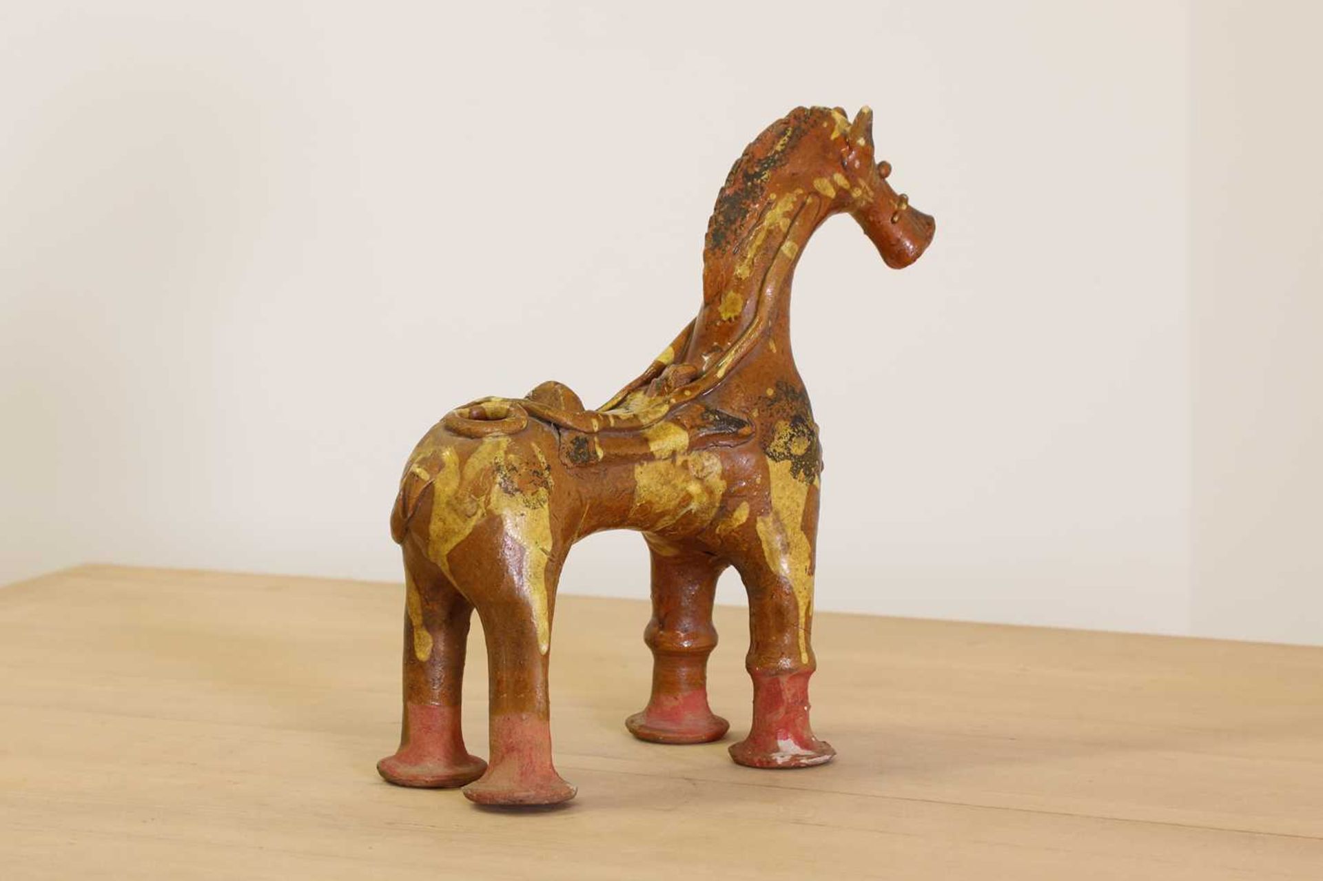 A Turkish pottery aquamanile in the form of a horse, - Image 3 of 10