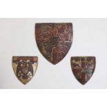 An embossed leather Royal Standard armorial shield,