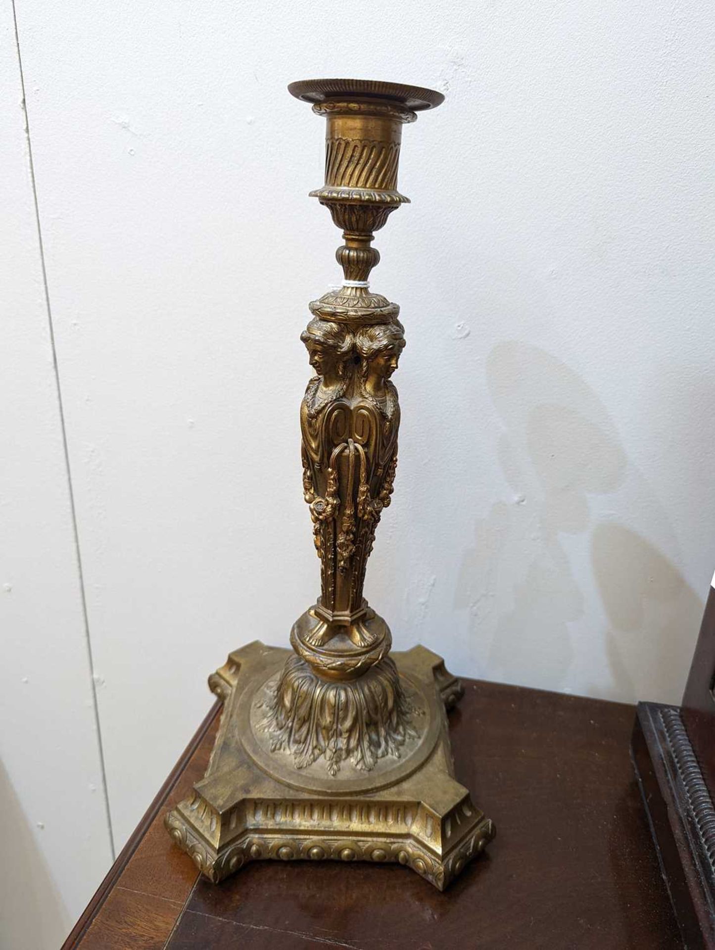 A pair of cast gilt-bronze candlesticks, - Image 11 of 15