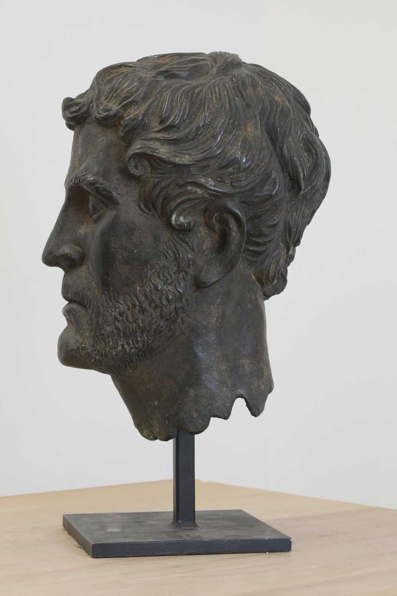 After the antique, a large bronze bust of a bearded man, - Image 2 of 5