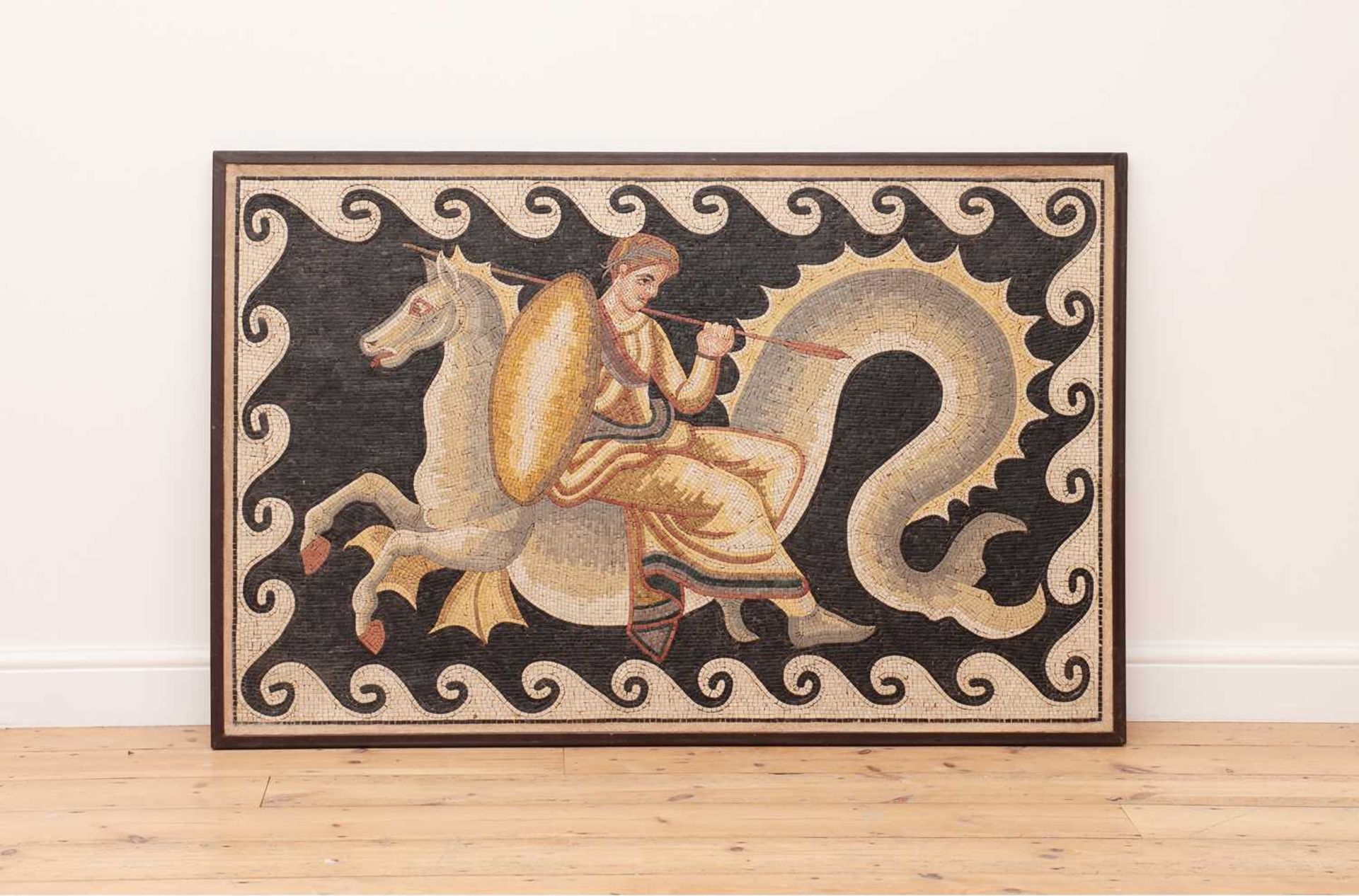 A Roman-style mosaic panel,