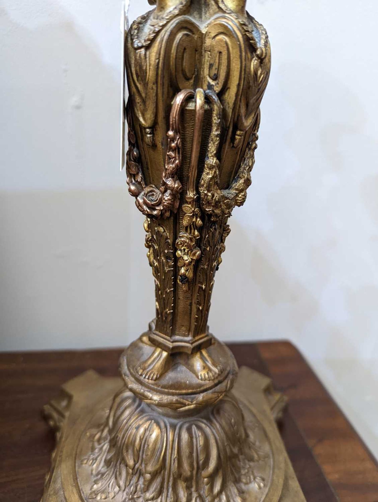 A pair of cast gilt-bronze candlesticks, - Image 3 of 15