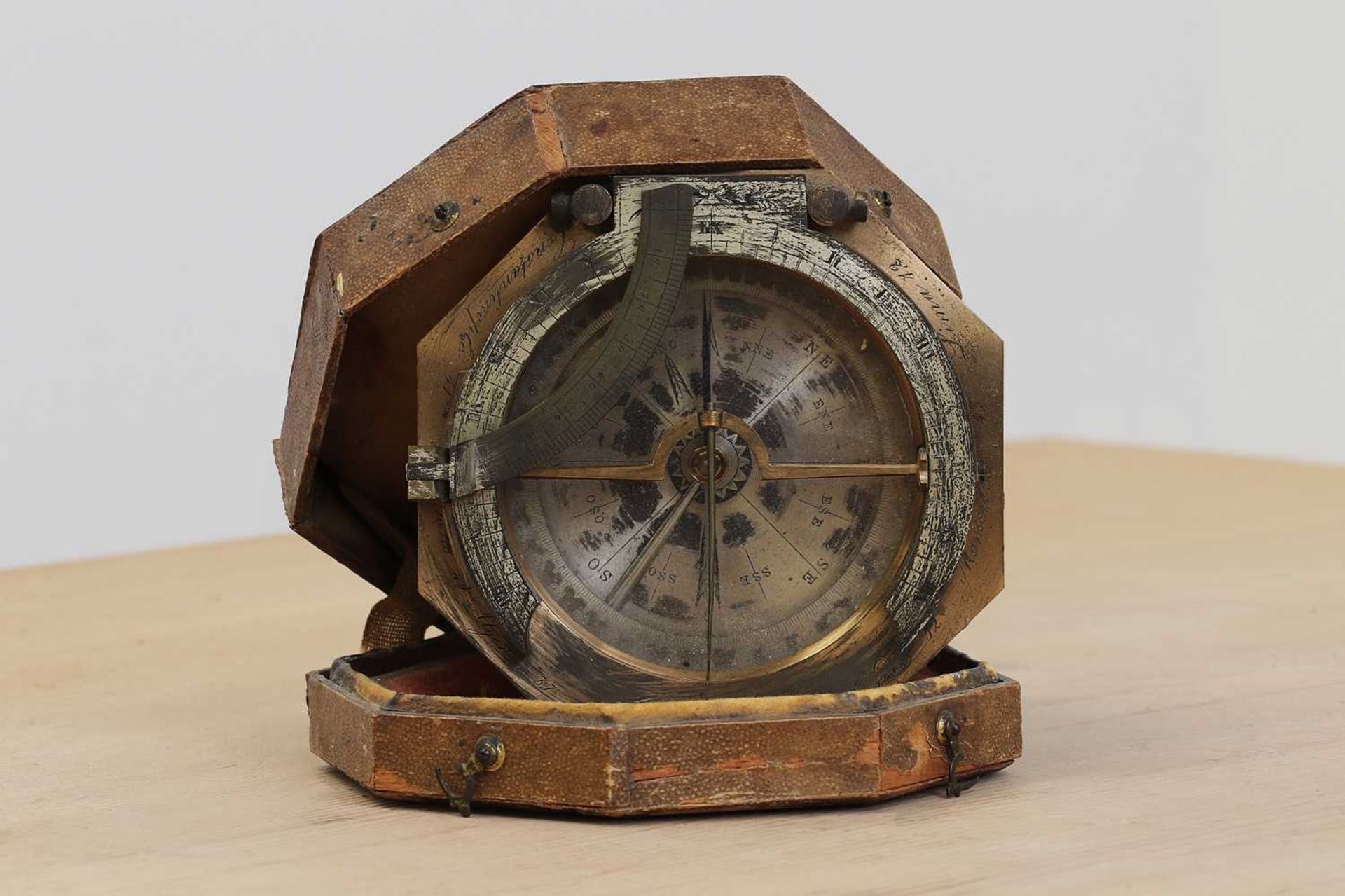 A brass and silvered equinoctial dial compass,