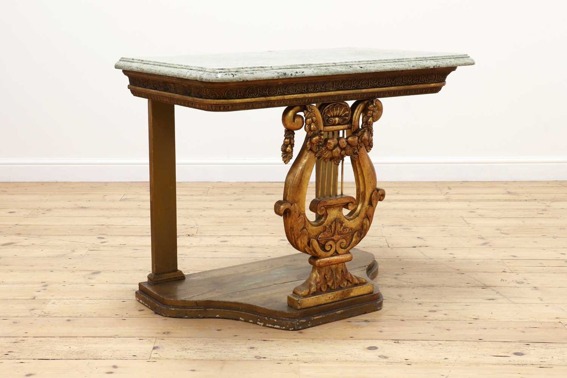 A gilt and painted console table, - Bild 4 aus 6
