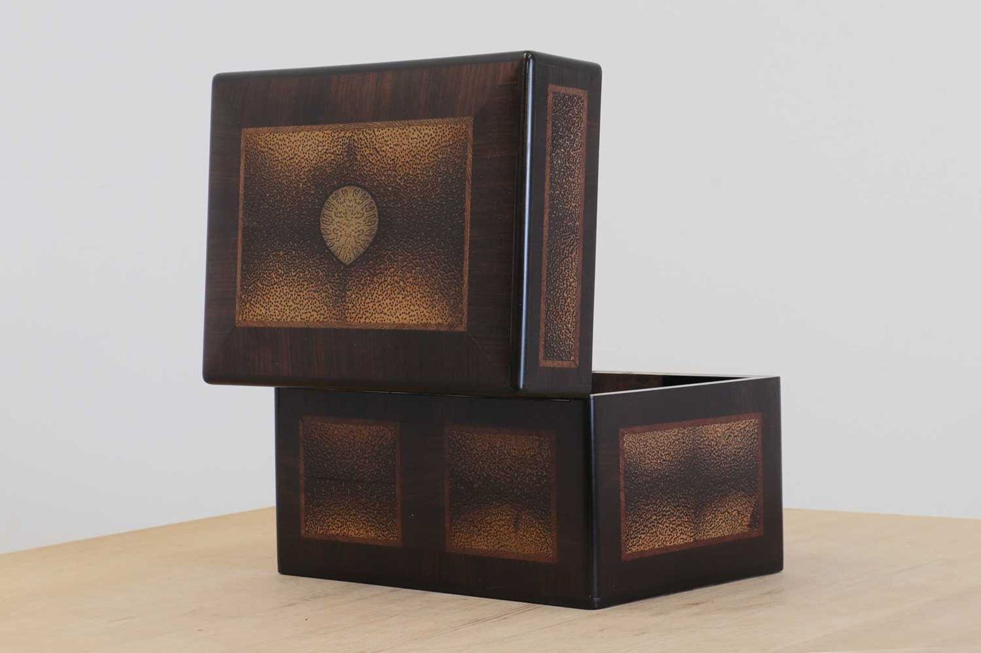 An ebonised and palmwood veneered box, - Image 4 of 6