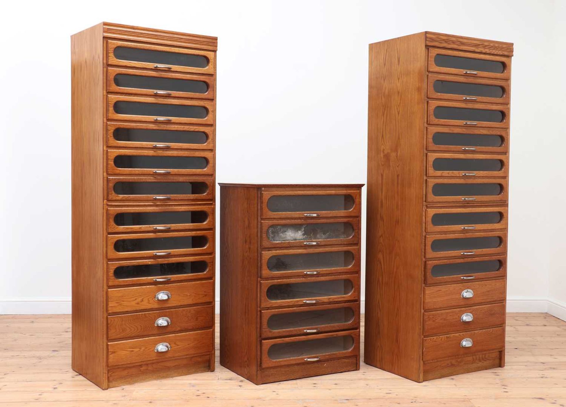 An oak and glazed haberdasher's cabinet, - Bild 4 aus 4