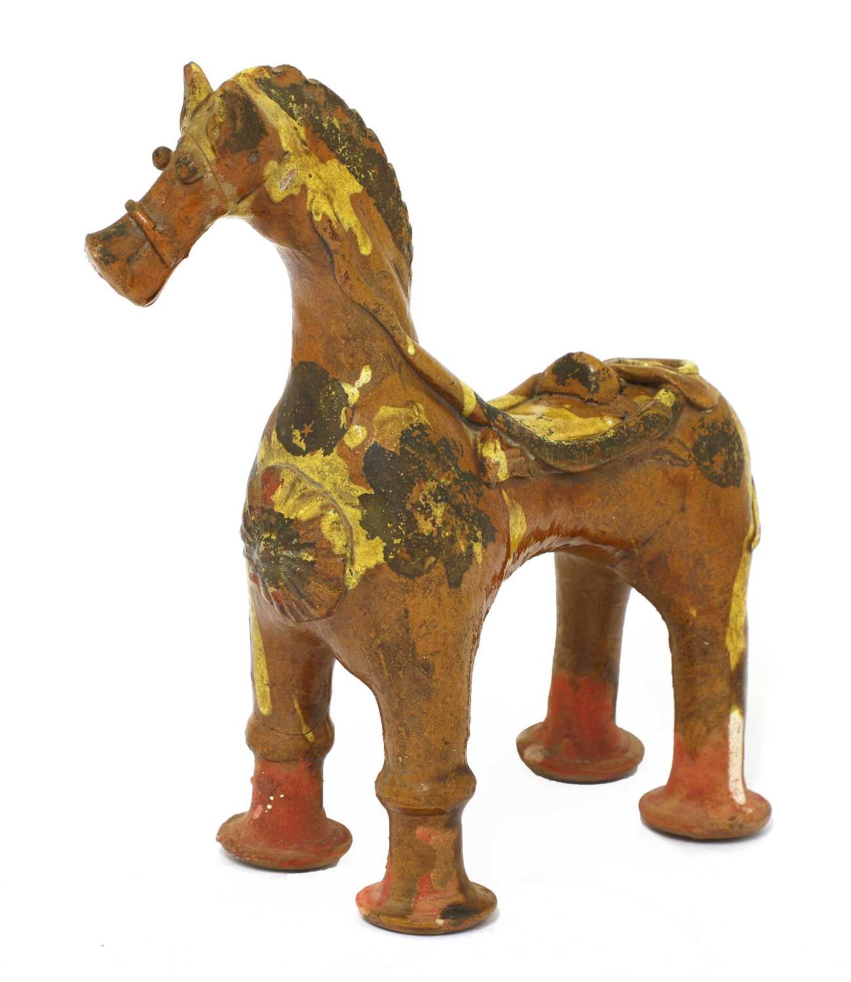 A Turkish pottery aquamanile in the form of a horse, - Image 6 of 10