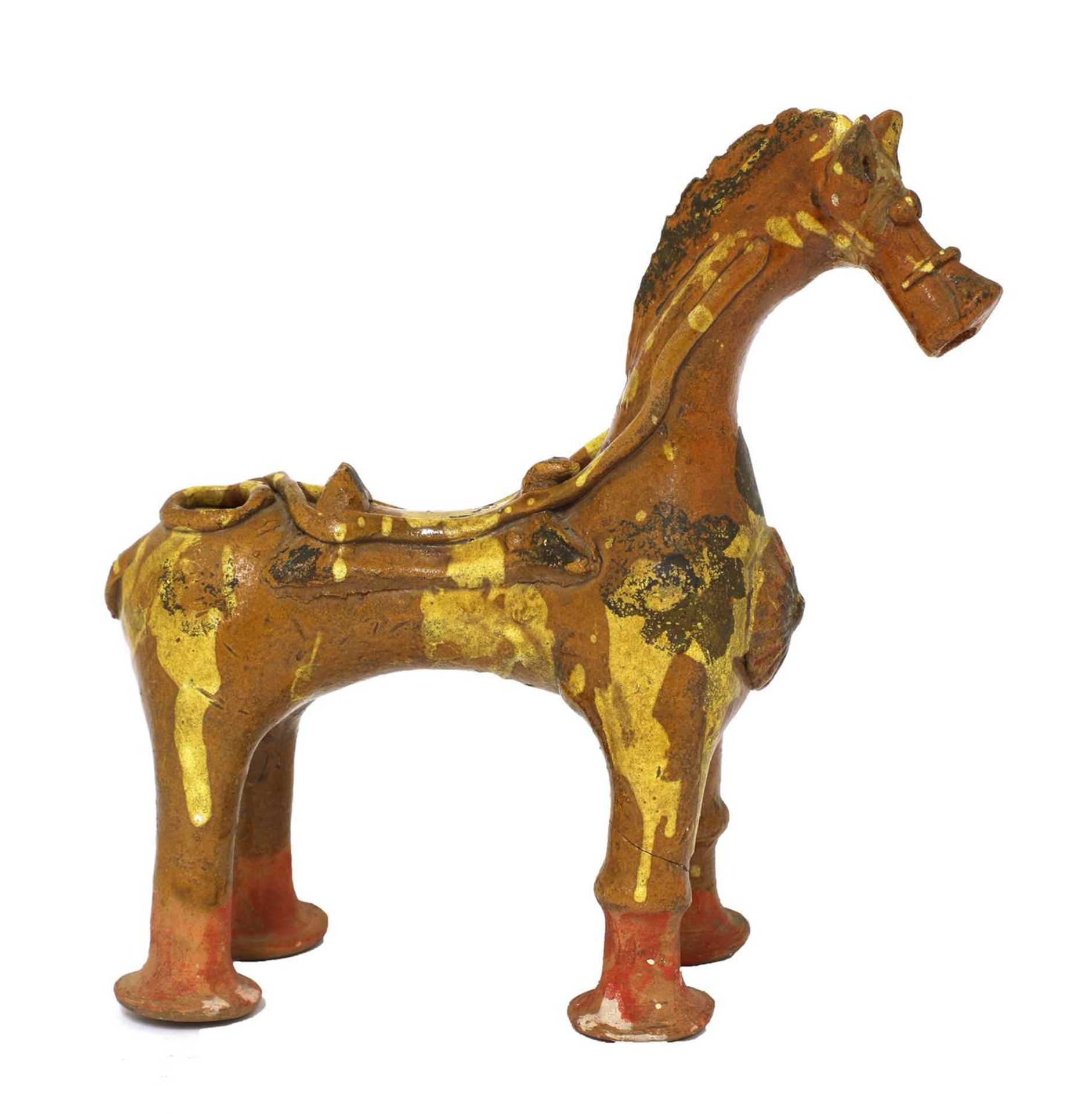 A Turkish pottery aquamanile in the form of a horse, - Image 7 of 10