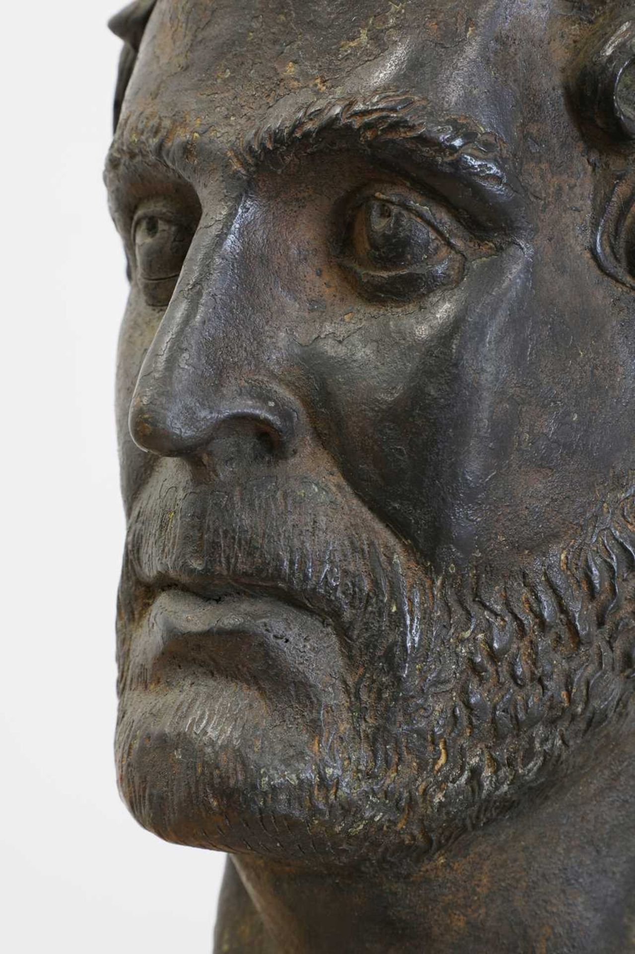 After the antique, a large bronze bust of a bearded man, - Image 5 of 5