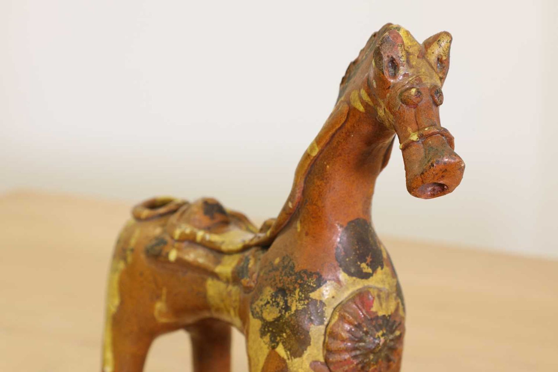 A Turkish pottery aquamanile in the form of a horse, - Image 5 of 10