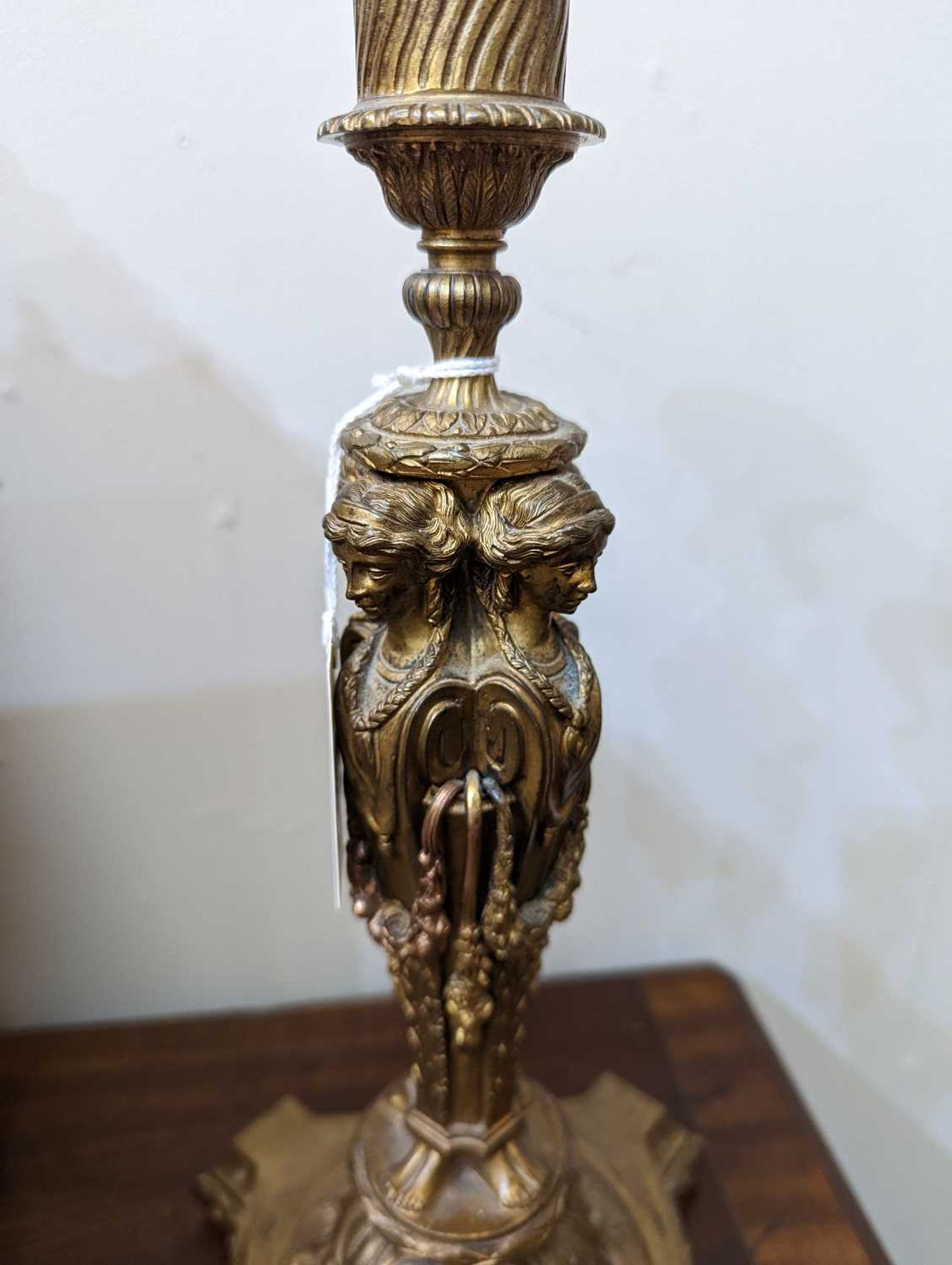 A pair of cast gilt-bronze candlesticks, - Image 5 of 15