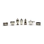 A small collection of silver cruet pieces