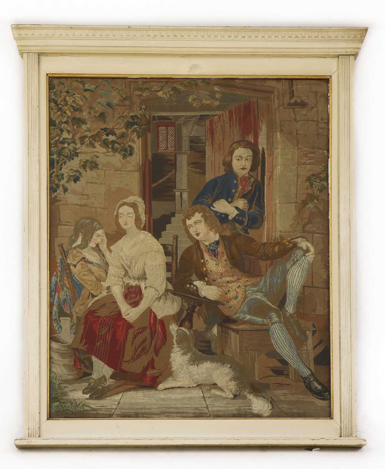 A French needlework petit point framed panel,