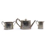A Victorian three-piece silver tea service,