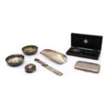 A collection of silver items,