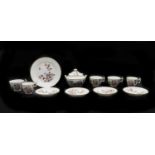 A set of eleven Swansea Porcelain 'Kingfisher' service pieces,