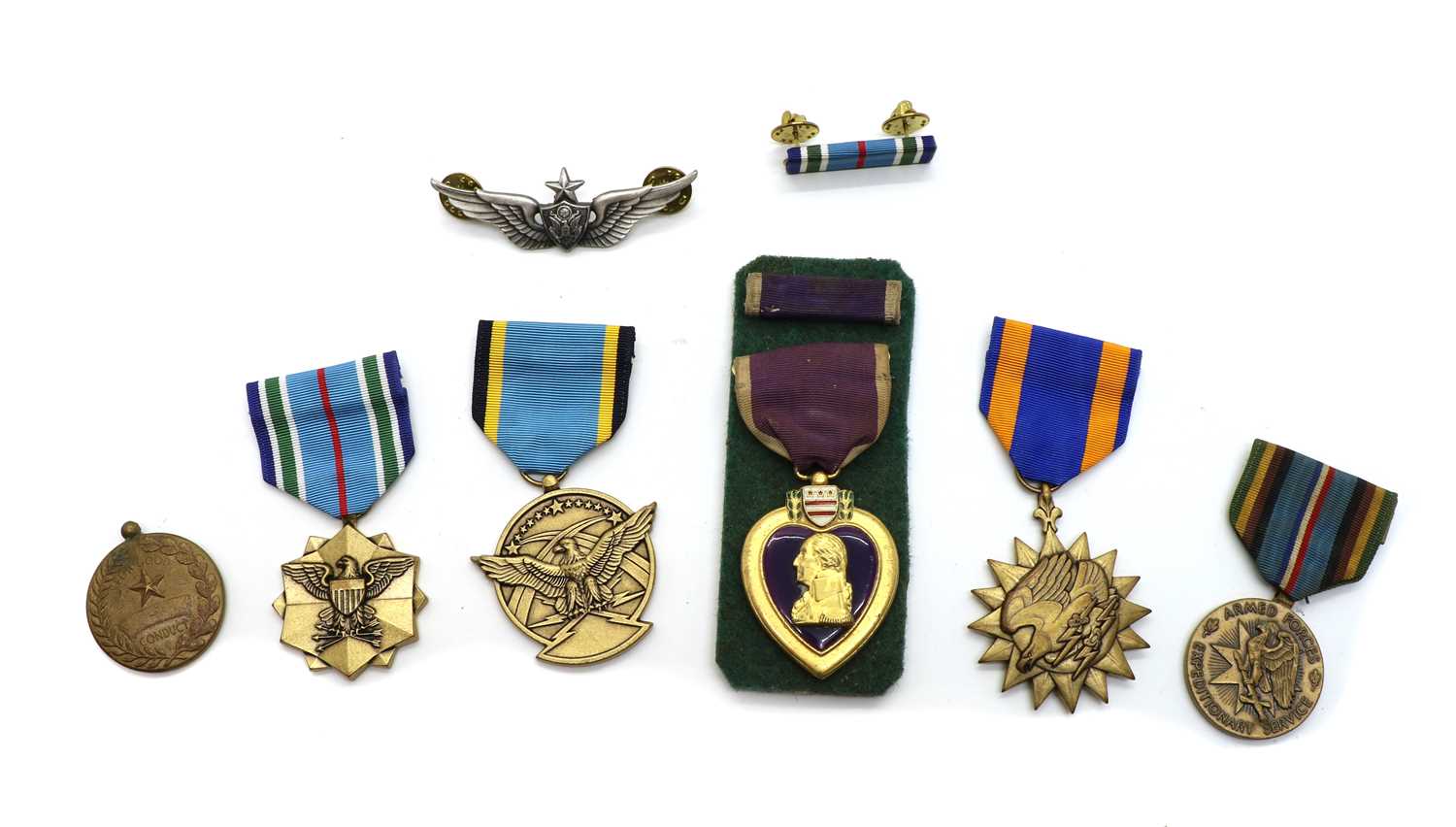A collection of American military medals and decorations,