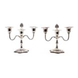 A pair of Elizabeth II silver candelabra,