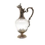 A French silver mounted claret jug,