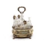 A Victorian silver seven-bottle cruet stand