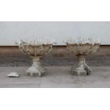 A pair of glazed stoneware garden vases,