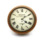 A late Victorian oak wall clock,