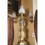 A large William IV gilt-bronze colza lamp,
