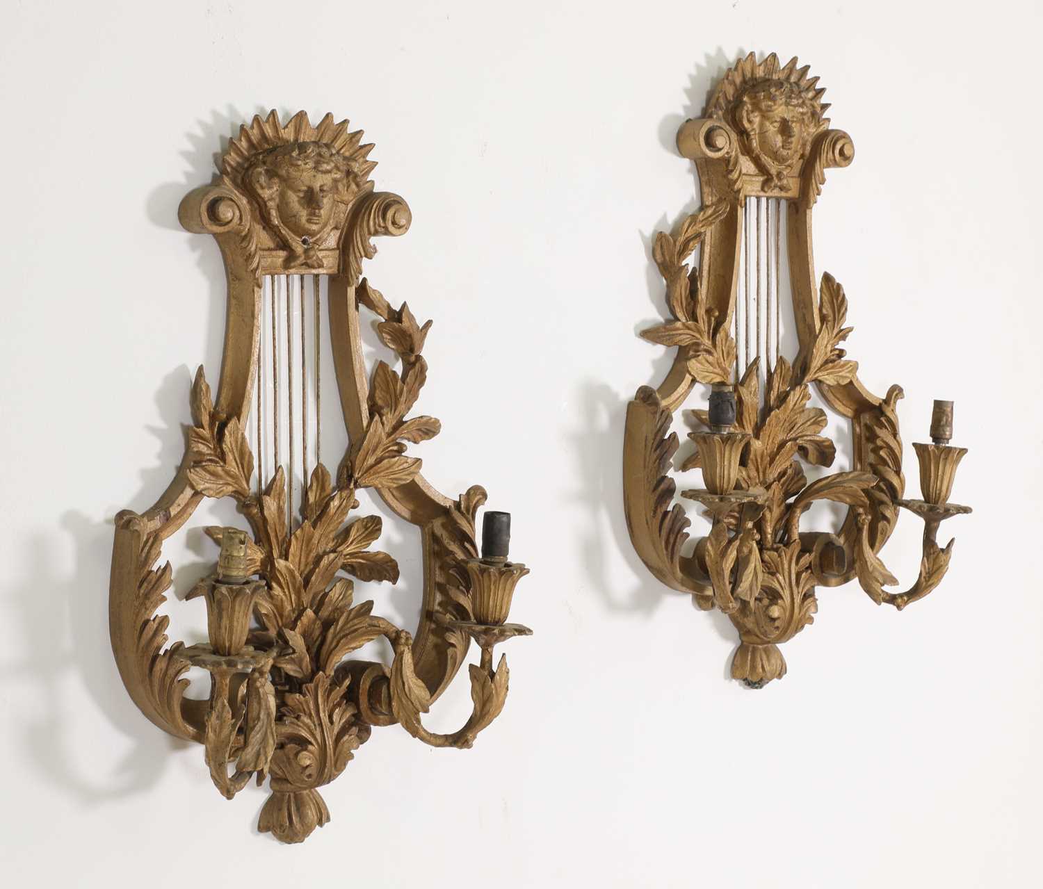 A pair of carved wooden wall lights, - Image 2 of 3