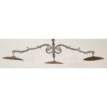 A large Louis Philippe cast iron billiard chandelier,
