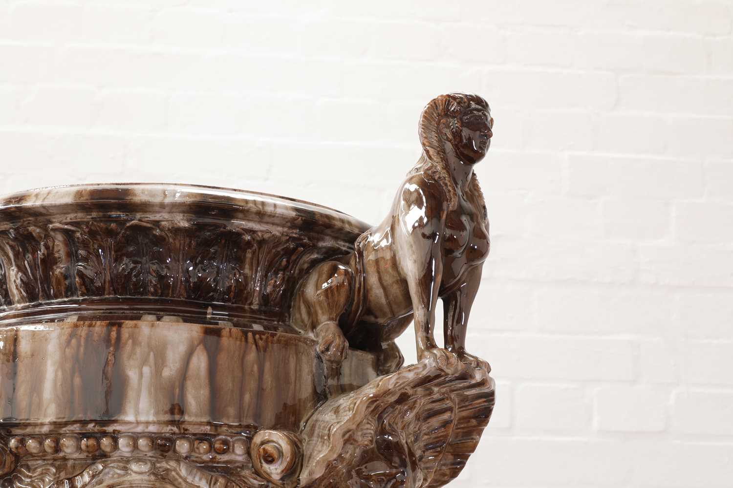 A massive flambé-glazed faience urn, - Image 4 of 4